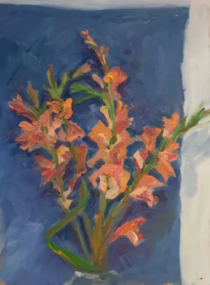 Acrylic still life painting of flowers - GLADIOLUS