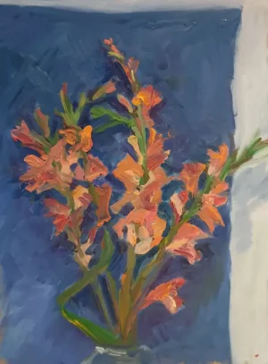 Acrylic still life painting of flowers - GLADIOLUS