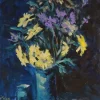 Acrylic still life painting of flowers - STILL LIFE IN THREE COLORS