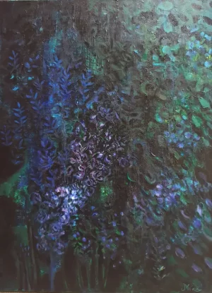 Modern acrylic abstract painting - PICKING BLUEBERRIES IN JUODKRANTĖ
