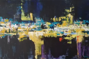 Modern acrylic abstract painting - RETURNING TO HARBOUR