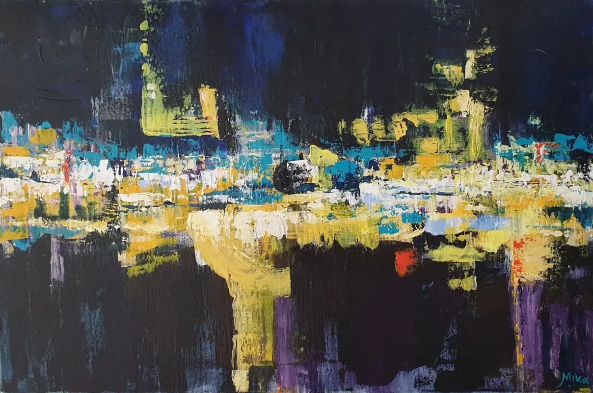 Modern acrylic abstract painting - RETURNING TO HARBOUR