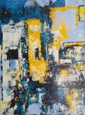 Modern acrylic colourful abstract painting - SCIROCCO IN PALEOHORA