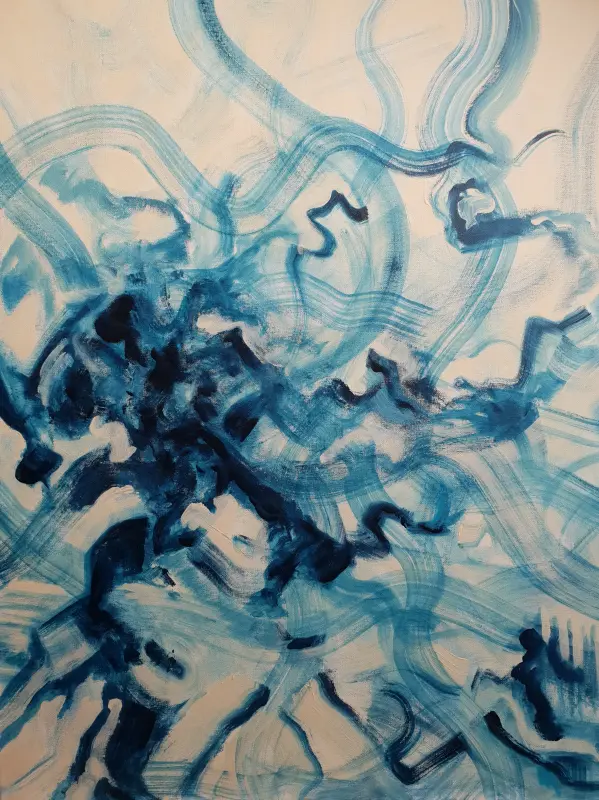 Modern acrylic abstract painting - BLUE OCTOPUS Modern acrylic abstract painting - BLUE OCTOPUS