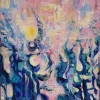 Modern acrylic colourful abstract painting - BEGINNING OF A HOT DAY