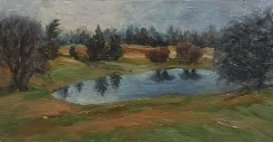 Oil painting LIthuanian landscape - BOTANICAL GARDEN