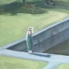 Oil painting of a girl by the pool in Mizarai - BY THE POOL