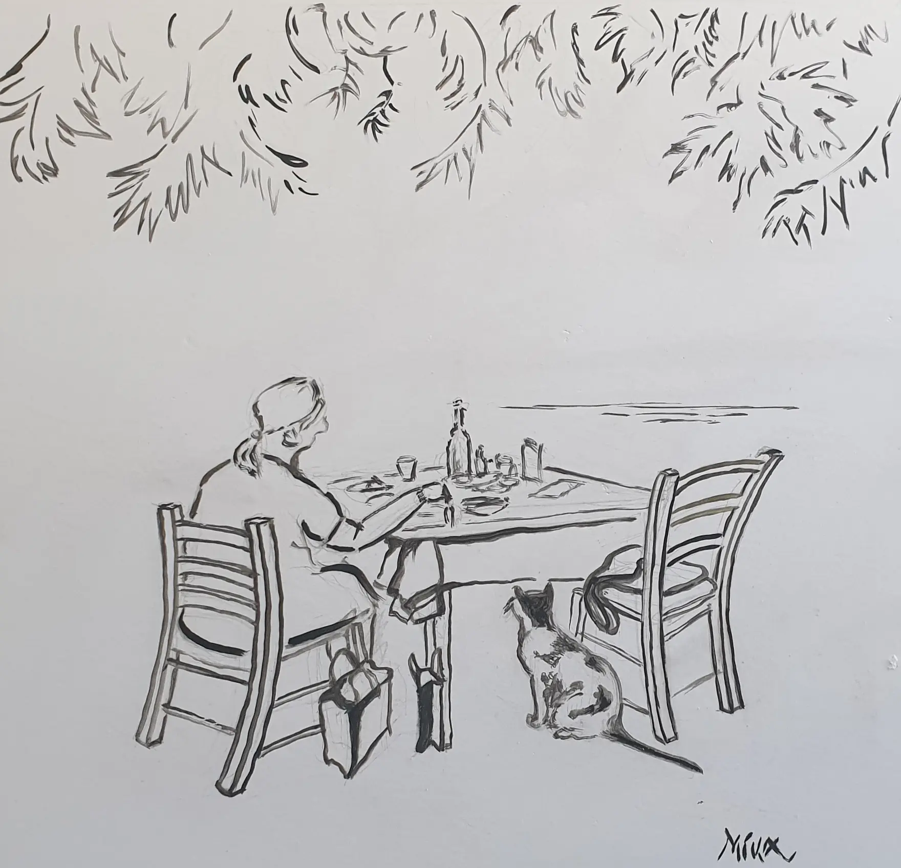 City scape drawing of taverna scene - IN A PLAKIAS TAVERNA City scape drawing of taverna scene - IN A PLAKIAS TAVERNA