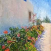 Oil painting city scape in Crete - ON THE WAY TO MUSEUM