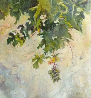 Oil painting city scape in Crete - GRAPES OF CRETE