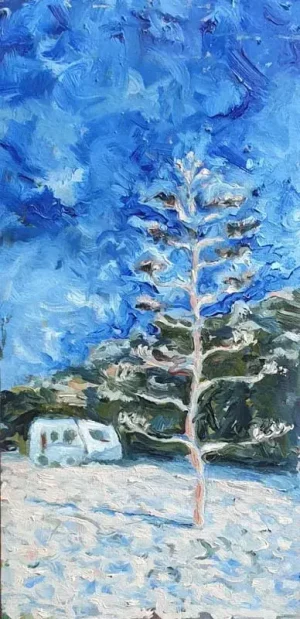 Oil painting landscape - Cretan beach - AVLAKI BEACH