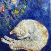 Oil painting of a sleeping Cretan cat - SLEEPING FURRY BEAUTY