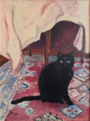 Acrylic painting of a cat - SPOOKEY FROM PARIS