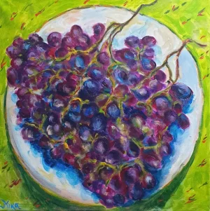 Acrylic still life painting - GRAPES