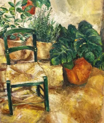 Oil painting Cretan taverna - IN GAVALIANOS KAFENES. GAVALOCHORI