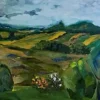 Oil landscape painting - IN THE FIELDS OF KARVIS