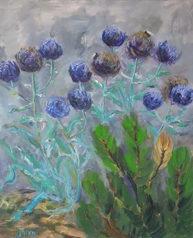 Acrylic landscape painting - BUZZING BEES Acrylic landscape painting - BUZZING BEES
