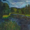 Oil painting of a landscape in Lithuania - LAKE KARVYS