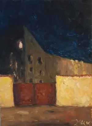 Oil painting of a city scape - SLEEPLESS IN VILNIUS