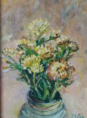 Acrylic still life painting - BARBAREA VULGARIS