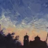 Oil painting city scape in Crete - ON THE WAY TO TAVERNA