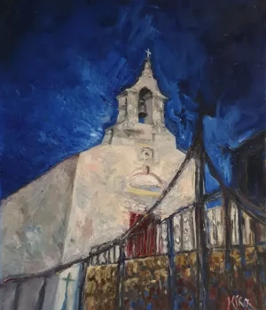 Oil painting city scape in Crete - EPISKOPI