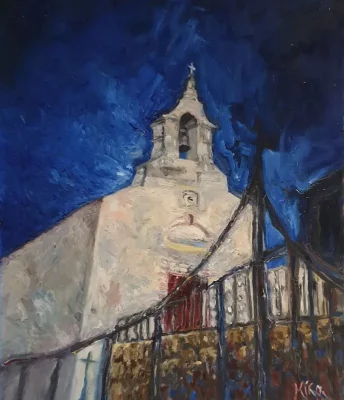 Oil painting city scape in Crete - EPISKOPI