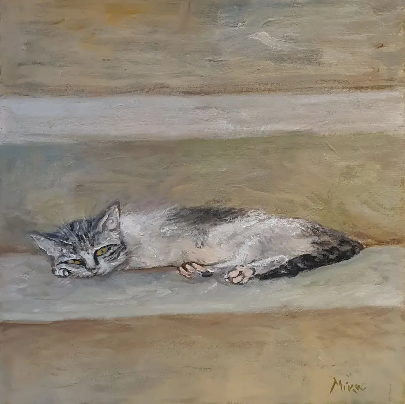 Oil painting of a Cretan cat - AEGEAN CAT Oil painting of a Cretan cat - AEGEAN CAT