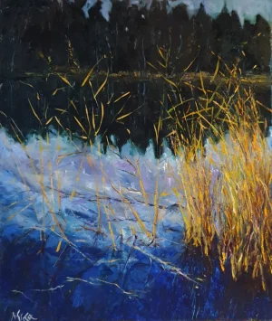 Oil landscape painting - LAKE IN FINLAND.SIISJÄRVI