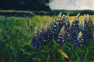Acrylic painting of flowers - LUPINES