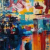 Modern acrylic colourful abstract painting - CONTRASTS OF ŠNIPIŠKĖS