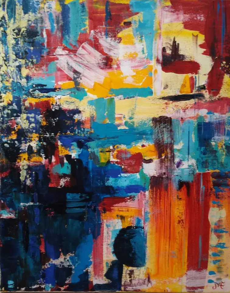 Modern acrylic colourful abstract painting - CONTRASTS OF ŠNIPIŠKĖS Modern acrylic colourful abstract painting - CONTRASTS OF ŠNIPIŠKĖS