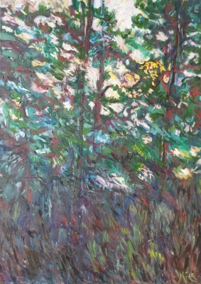 Landscape painting in oil - PINE TREES web